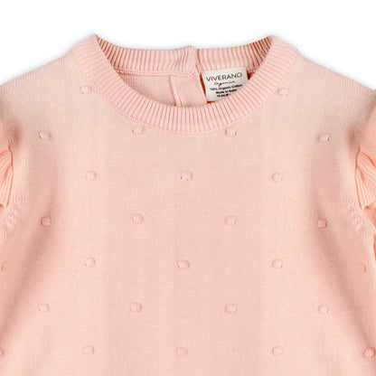 Viverano Organics Milan Knit Baby Ruffle & Bobble Pullover Sweater - Blush, 3-6M