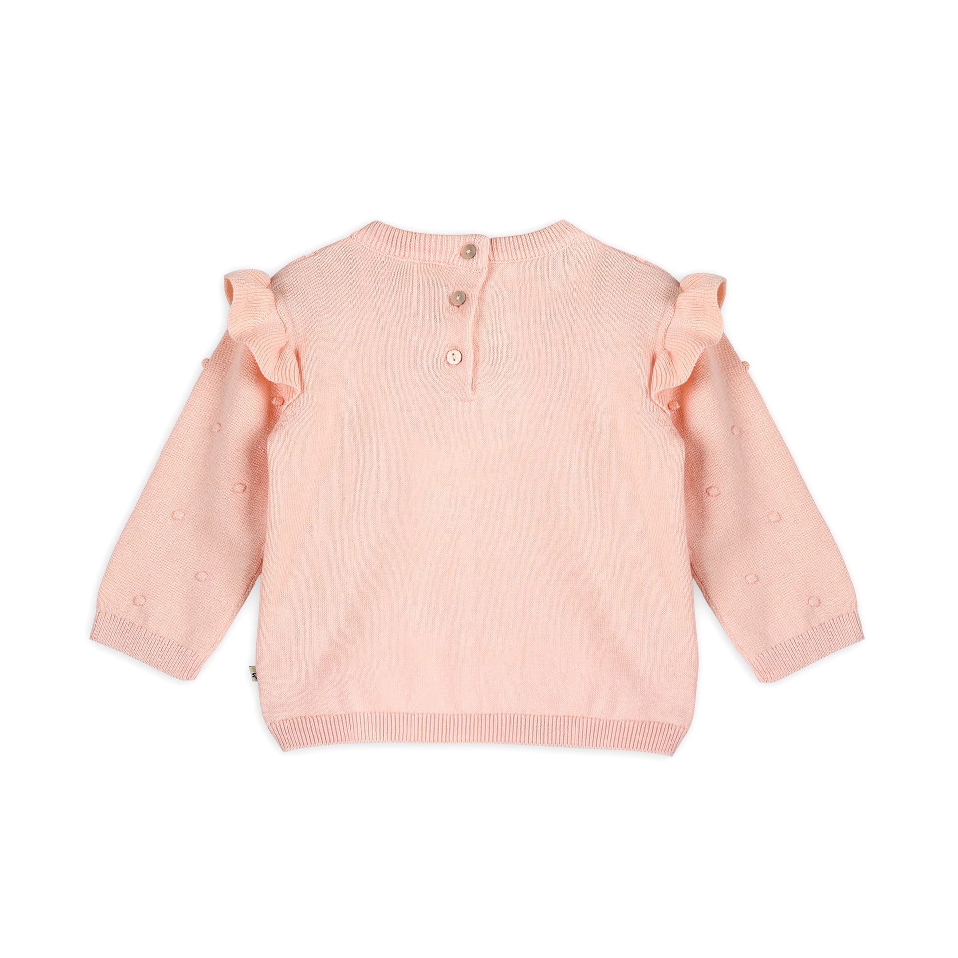 Viverano Organics Milan Knit Baby Ruffle & Bobble Pullover Sweater - Blush, 3-6M