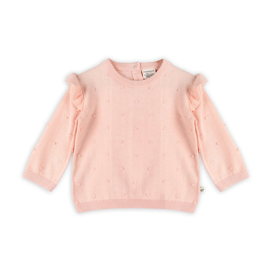 Viverano Organics Milan Knit Baby Ruffle & Bobble Pullover Sweater - Blush, 6-12M