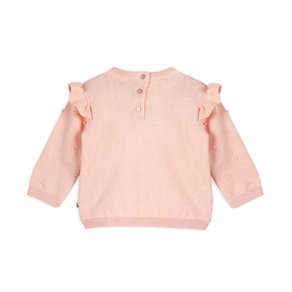 Viverano Organics Milan Knit Baby Ruffle & Bobble Pullover Sweater - Blush, 6-12M