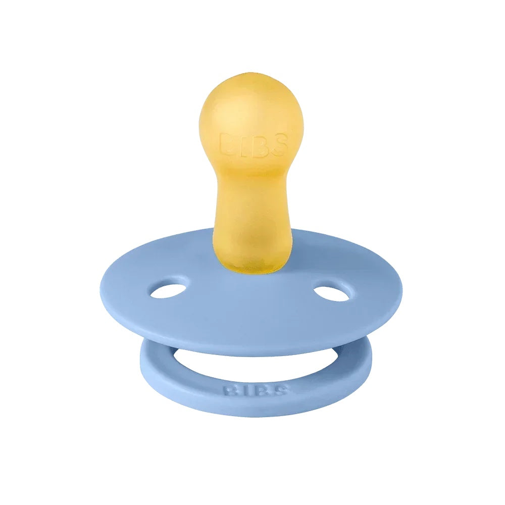 BIBS Colour 2-Pack Natural Rubber Latex Pacifiers, Size 1 - Sky Blue/Steel Blue