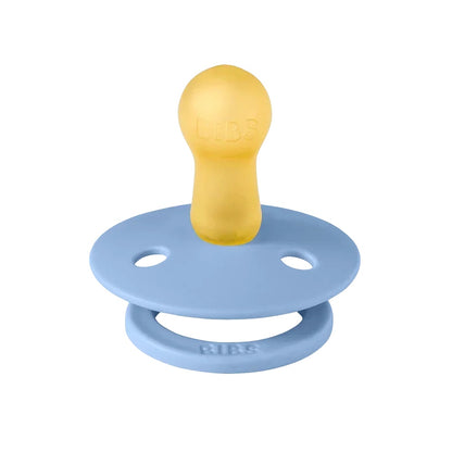 BIBS Colour 2-Pack Natural Rubber Latex Pacifiers, Size 1 - Sky Blue/Steel Blue
