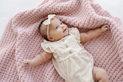 Saranoni Knit Waffle Receiving Blanket - Rosette
