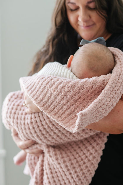 Saranoni Knit Waffle Receiving Blanket - Rosette