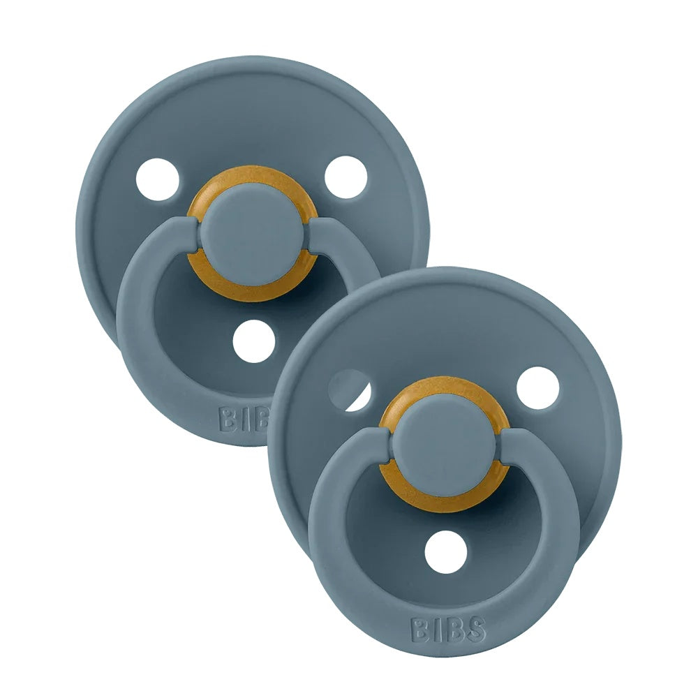 BIBS Colour 2-Pack Natural Rubber Latex Pacifiers, Size 2 - Petrol/Petrol