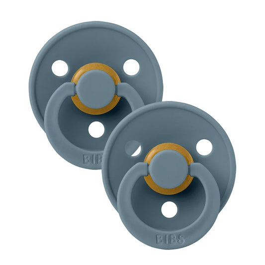 BIBS Colour 2-Pack Natural Rubber Latex Pacifiers, Size 2 - Petrol/Petrol
