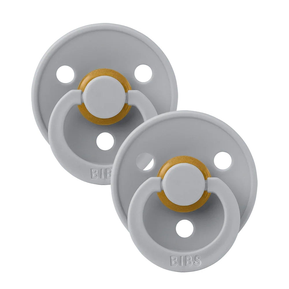 BIBS Colour 2-Pack Natural Rubber Latex Pacifiers, Size 2 - Cloud/Cloud