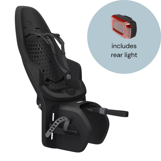 Thule Yepp Maxi 2 Rack Mount Child Bike Seat + Delight 2 Rear Light Bundle - Black