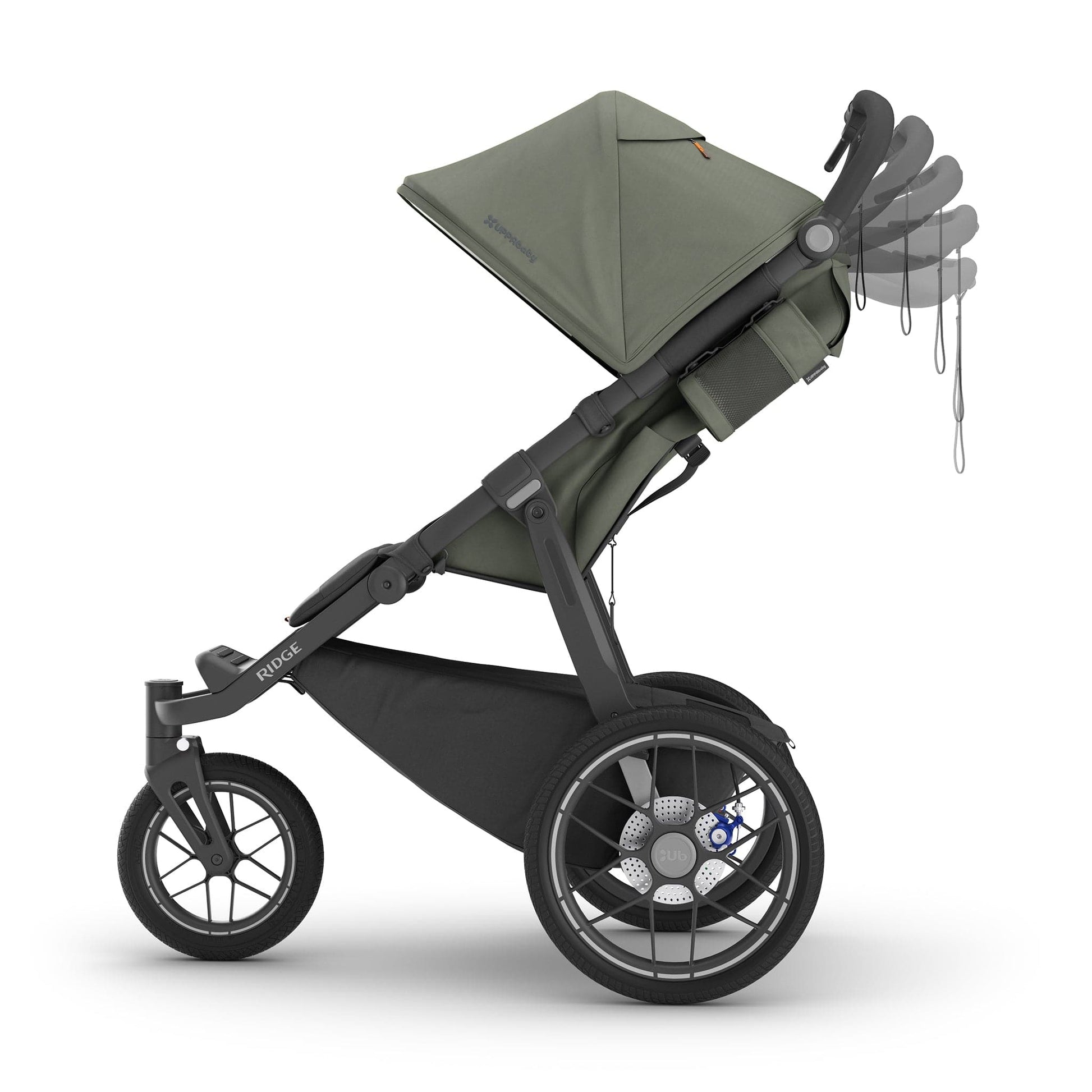 UPPAbaby Ridge V2 Jogging Stroller - Evelyn (Meadow Green / Carbon Frame) - 1403-RDG-NA-EVE