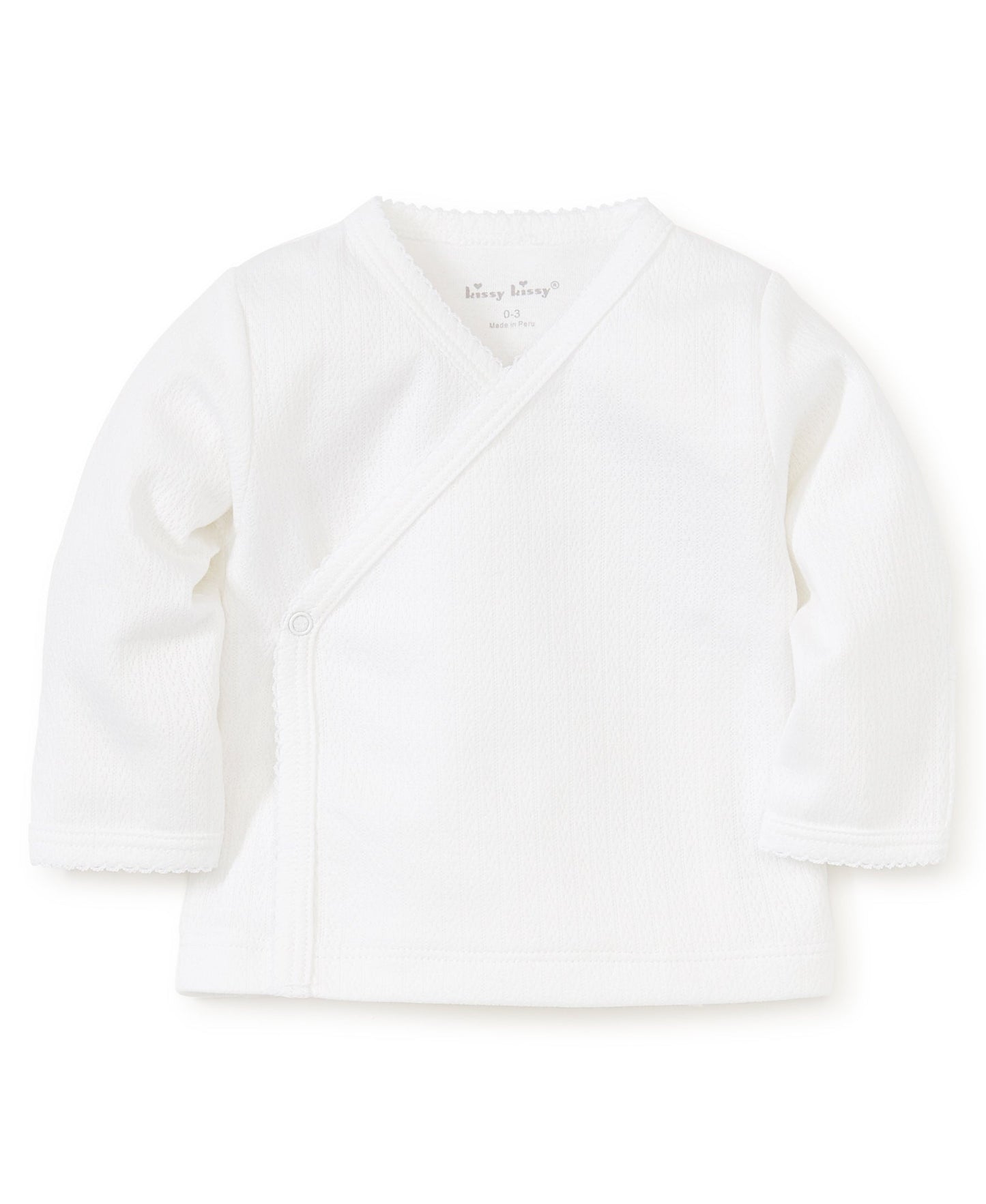 Kissy Kissy Long Sleeve Cross Tee - Kissy Pointelle White, 0-3M