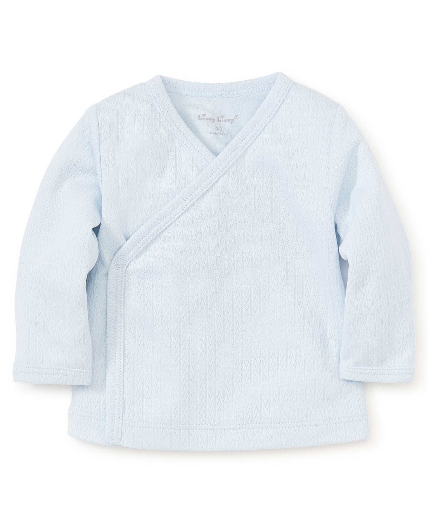 Kissy Kissy Long Sleeve Cross Tee - Kissy Pointelle Light Blue, 0-3M