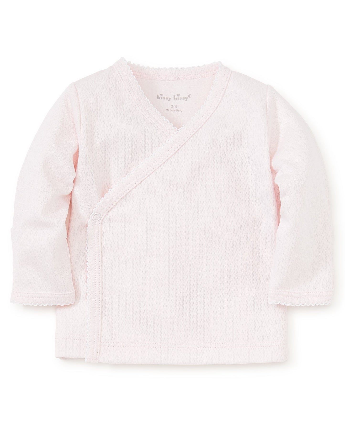 Kissy Kissy Kissy Pointelle Long-Sleeve Cross Tee - Pink