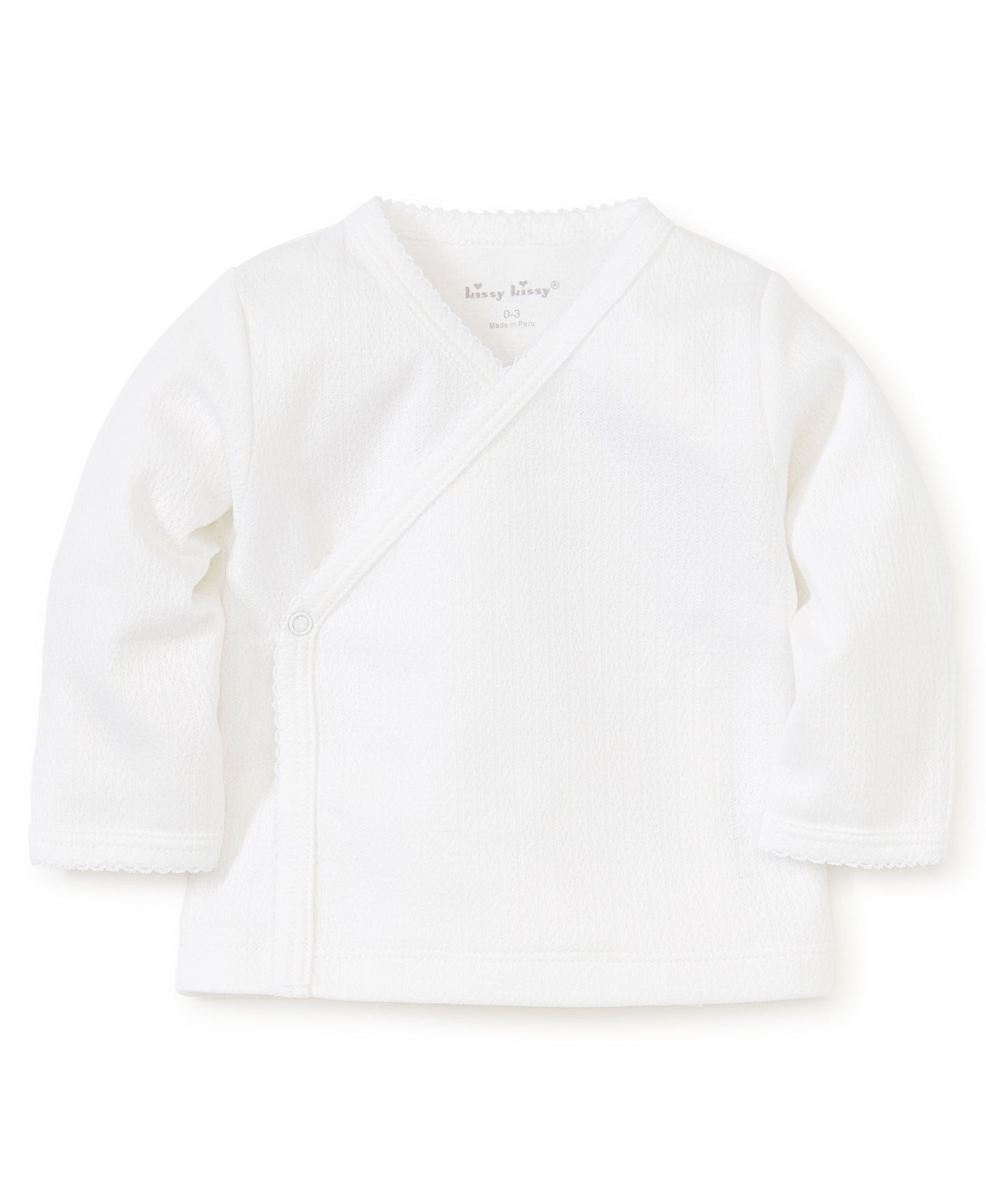Kissy Kissy Kissy Pointelle Long-Sleeve Cross Tee - White