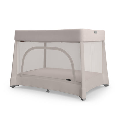UPPAbaby Remi playard in beige with mesh sides and zippered side opening