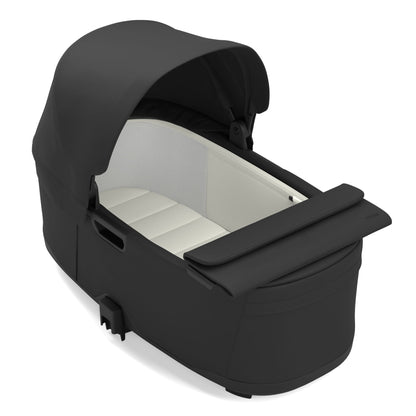 Thule black bassinet with white interior lining and canopy