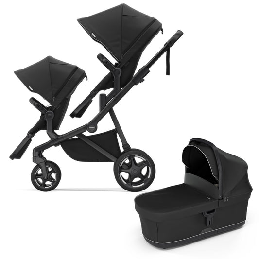 Thule Sleek 2 Double Stroller + Bassinet Bundle - Black