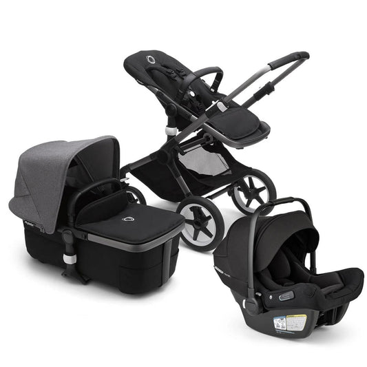 Bugaboo Fox3 Complete Stroller + Turtle Air Shield Travel System Bundle - Graphite / Midnight Black / Grey Melange / Black - 2306010048-2306010061-400016001