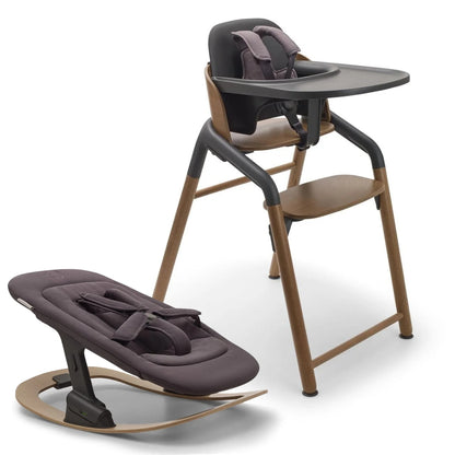 Bugaboo Giraffe Complete High Chair + Newborn Set & Rocker Base Bundle - Warm Wood / Grey / Tornado Grey