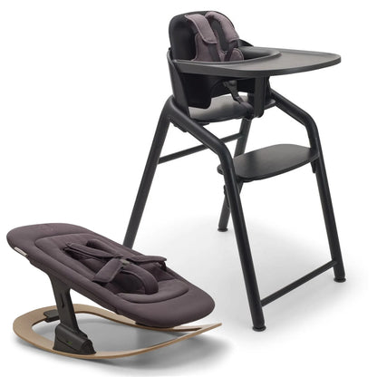 Bugaboo Giraffe Complete High Chair + Newborn Set & Rocker Base Bundle - Black / Tornado Grey