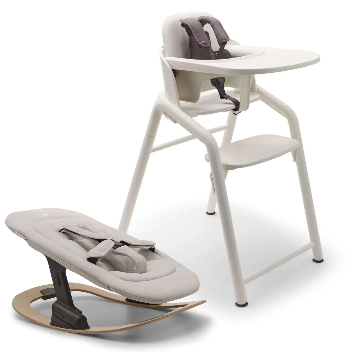Bugaboo Giraffe Complete High Chair + Newborn Set & Rocker Base Bundle - White / Polar White