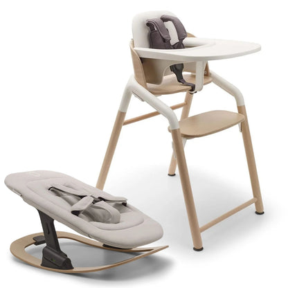 Bugaboo Giraffe Complete High Chair + Newborn Set & Rocker Base Bundle - Neutral Wood / White / Polar White