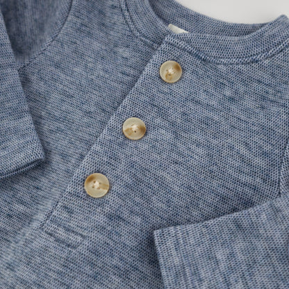 Oh Baby! Honeycomb Henley Elbow Patch 2pc Set - Denim, 0-3M - Image 3