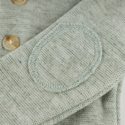 Oh Baby! Honeycomb Henley Elbow Patch 2pc Set - Spruce, 0-3M - Image 4