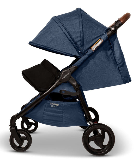 Valco Trend Duo Side by Side Double Stroller + Bassinet Bundle 2025 Denim / Denim - N9872-N9937