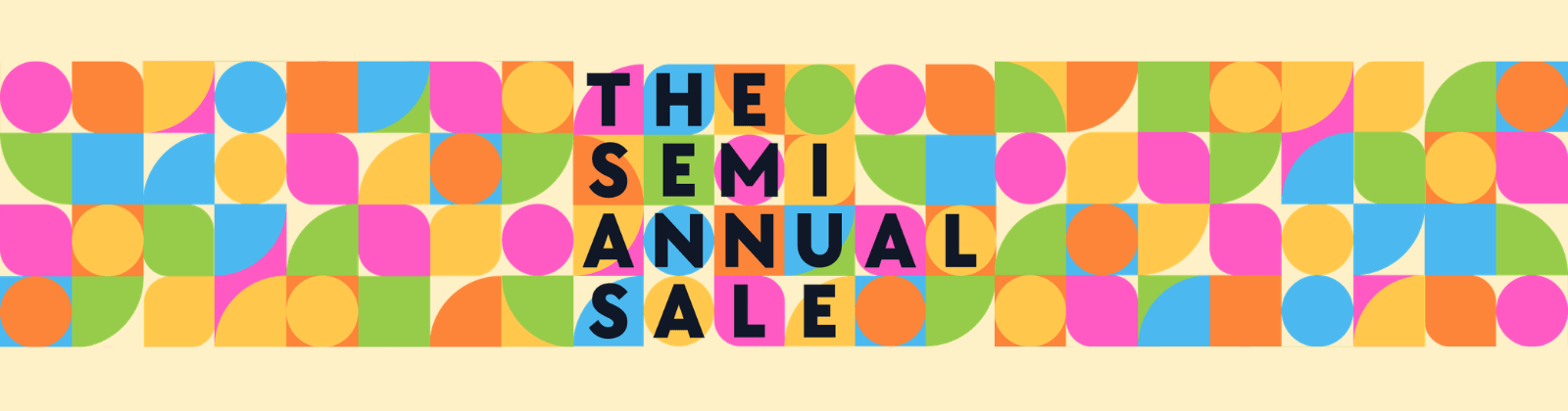 The semi annual sale graphic with colorful geometric shapes