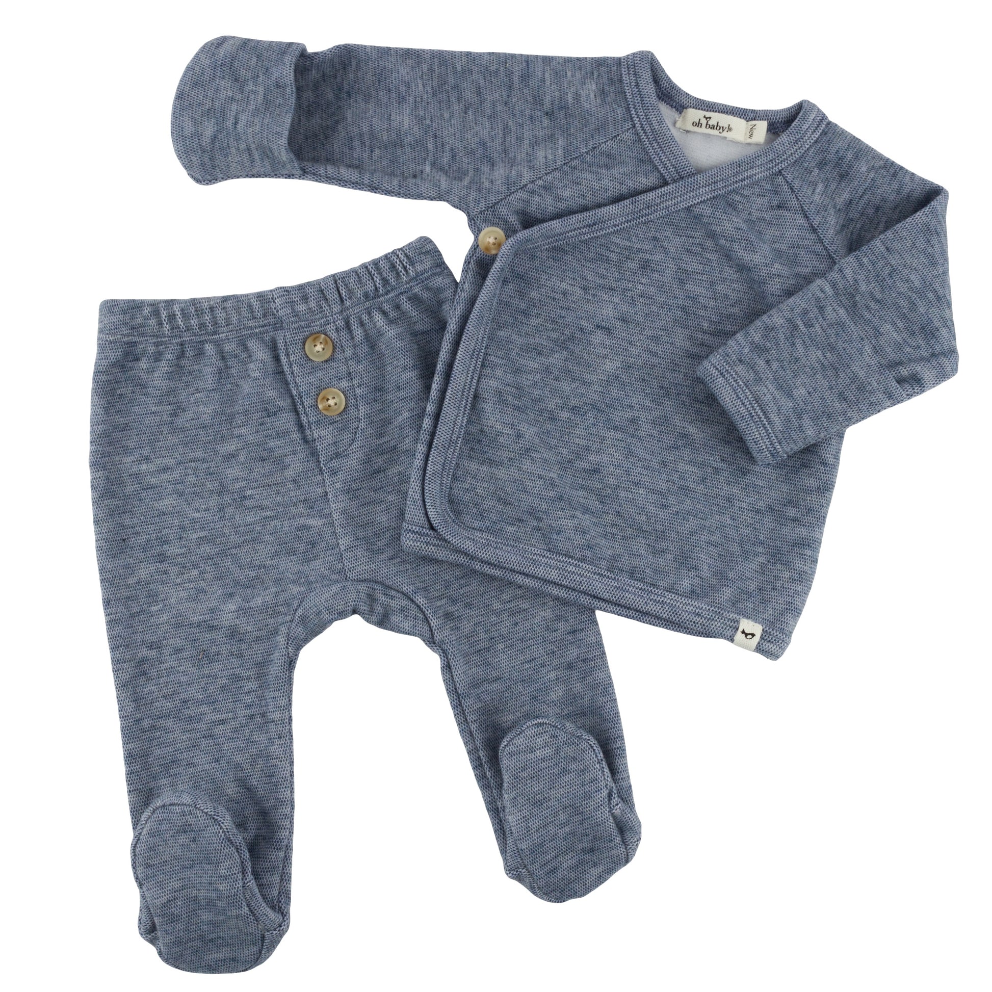 Oh Baby! Honeycomb Kimono Set - Denim, 1M - Image 3