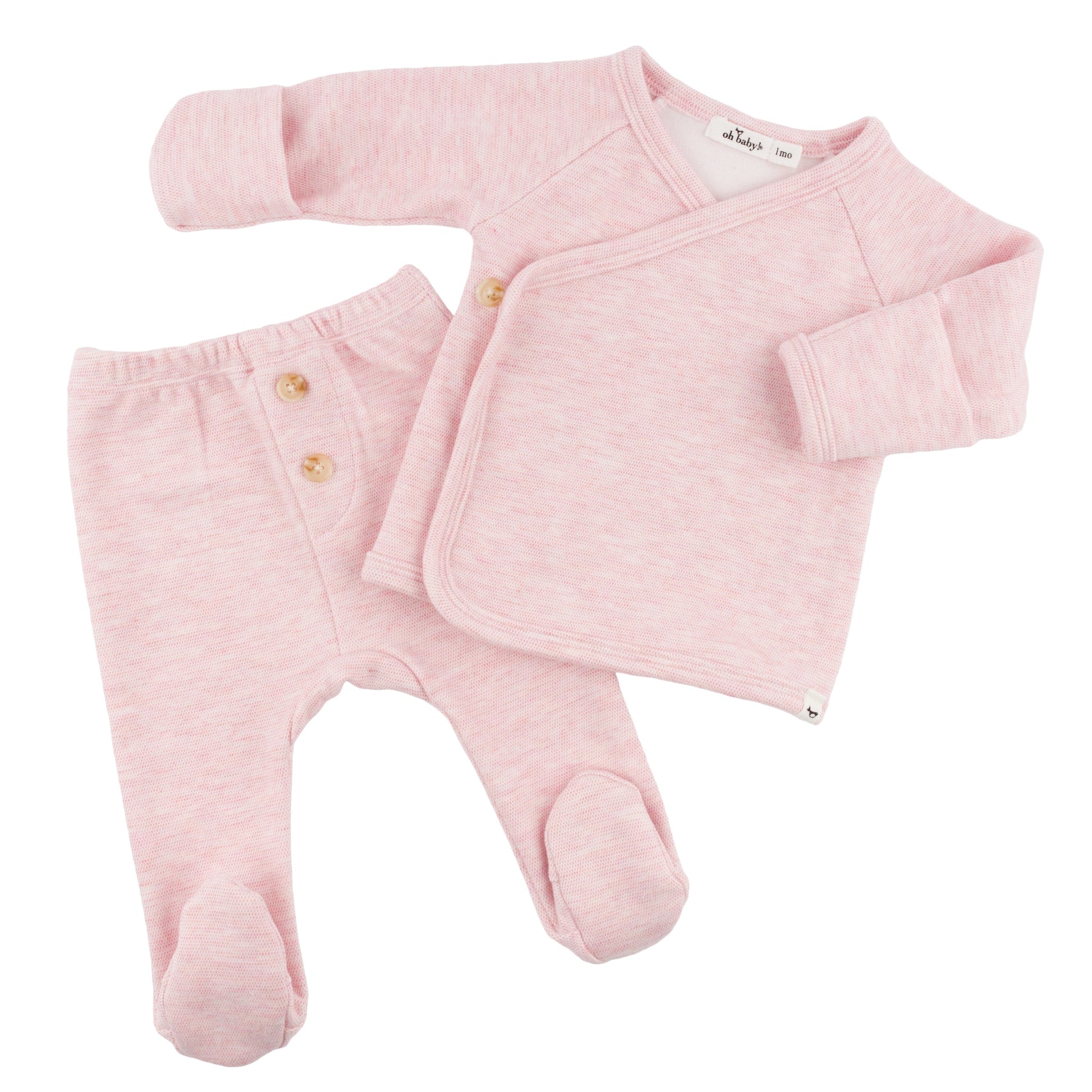 Oh Baby! Honeycomb Kimono Set - Pale Pink, 1M - Image 3