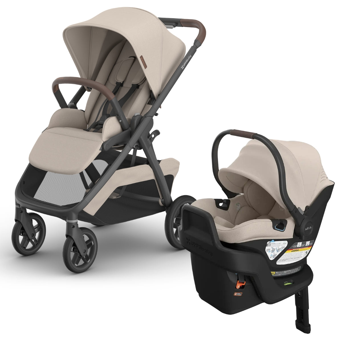 UPPAbaby Kona Stroller + Aria V2 Travel System Bundle - Ada Sandstone Mélange