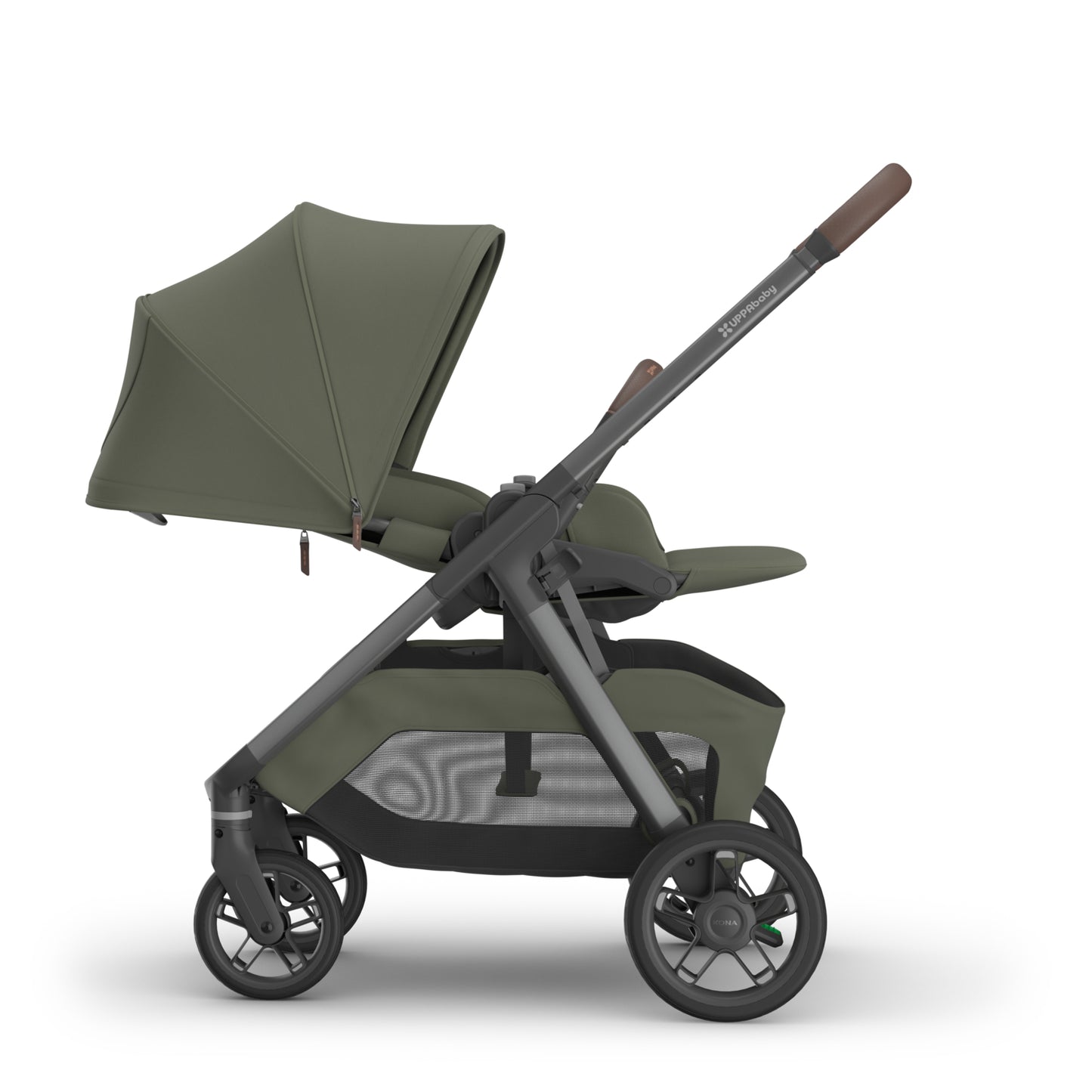 UPPAbaby Kona Stroller - Evelyn Meadow Green (Graphite Frame / Chestnut Leather)