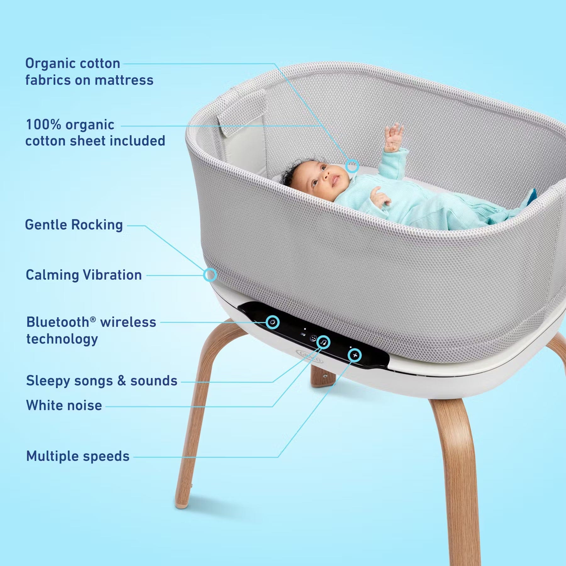 Graco SmartSense Soothing Bassinet - Luna - 2203031
