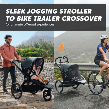 Baby Jogger City Prix Jogger + Bike Trailer + Weather Shield Bundle - Ambition Black - 2203039