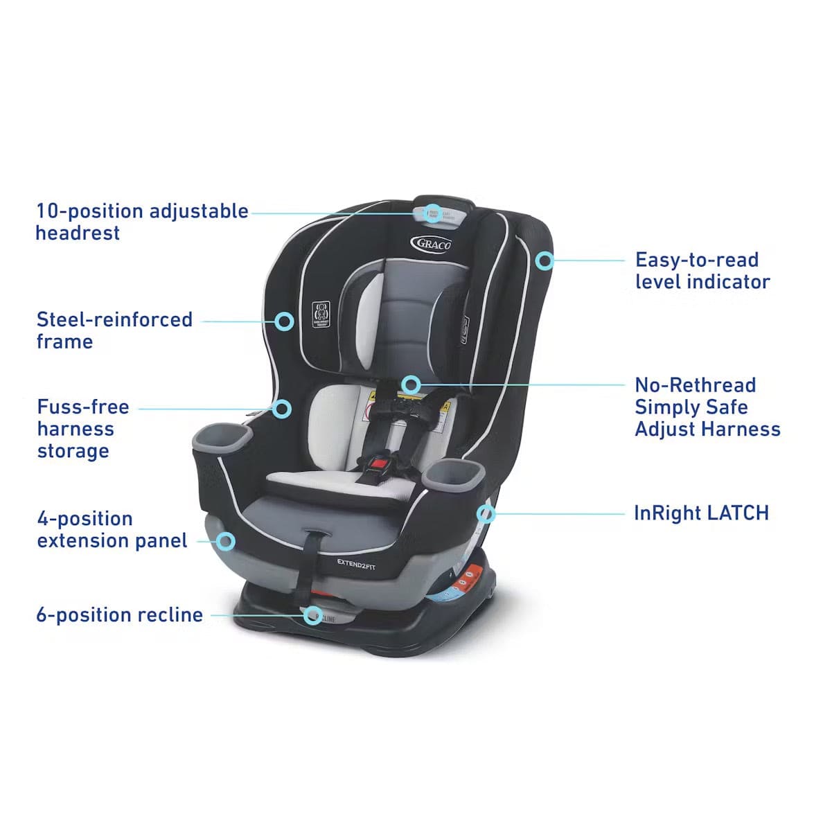 Graco Extend2Fit Convertible Car Seat - Gotham - 2216092