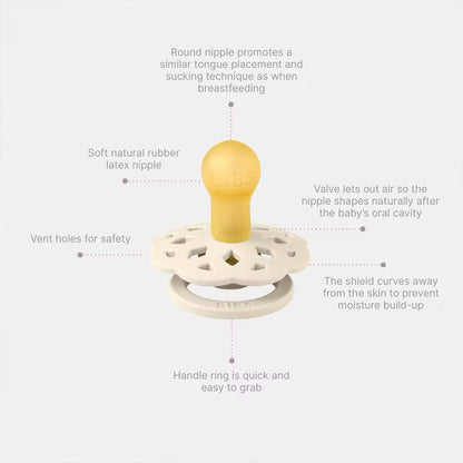 BIBS Boheme Pacifier, 4 Pack - Ivory/Blush/Blossom/Dusky Lilac - Size 2 (6+ m) - 240245