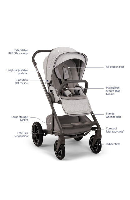 Nuna MIXX Next Stroller with Magnetic Buckle - Sterling