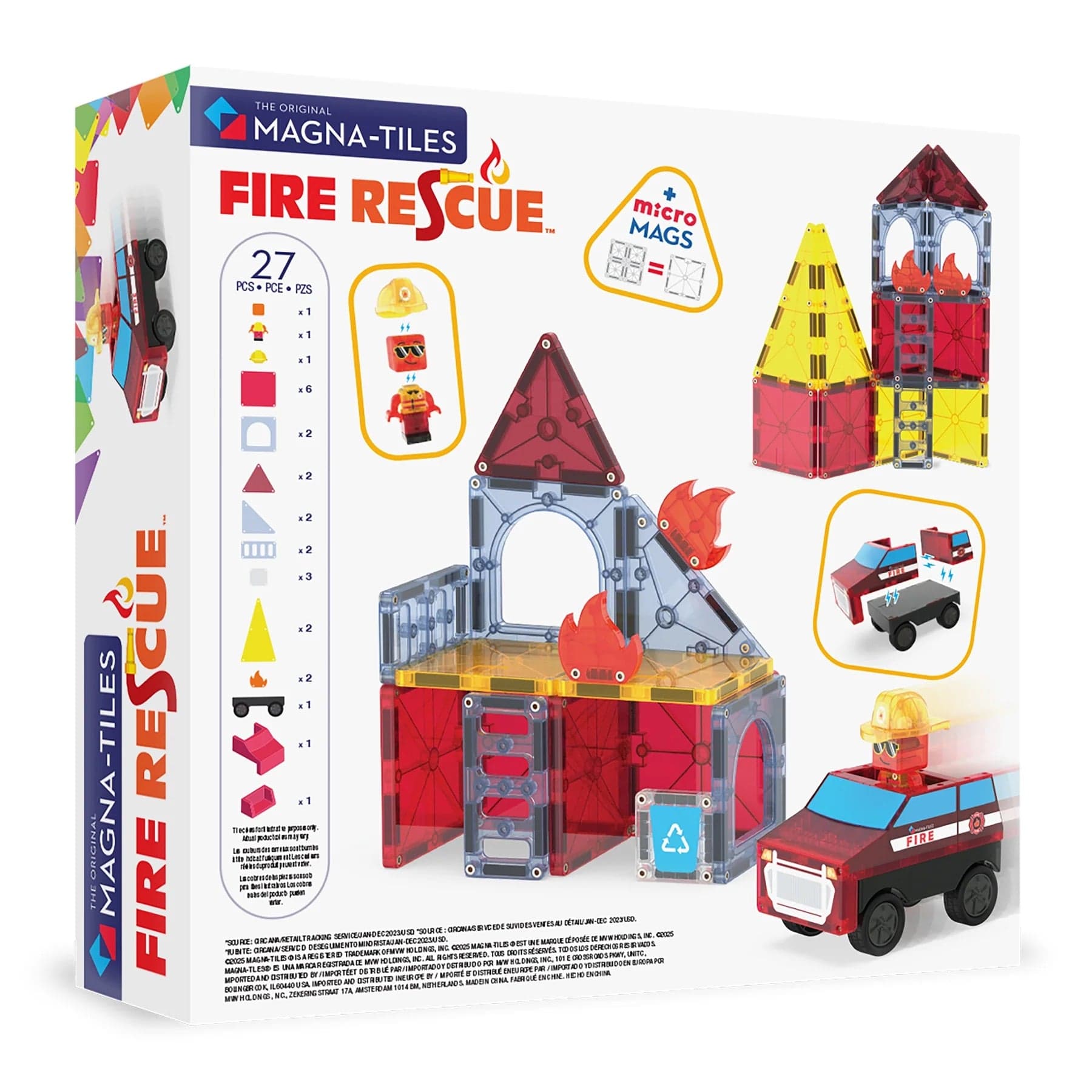 Magna-Tiles Fire Rescue, 27 Piece Set - 252027FR