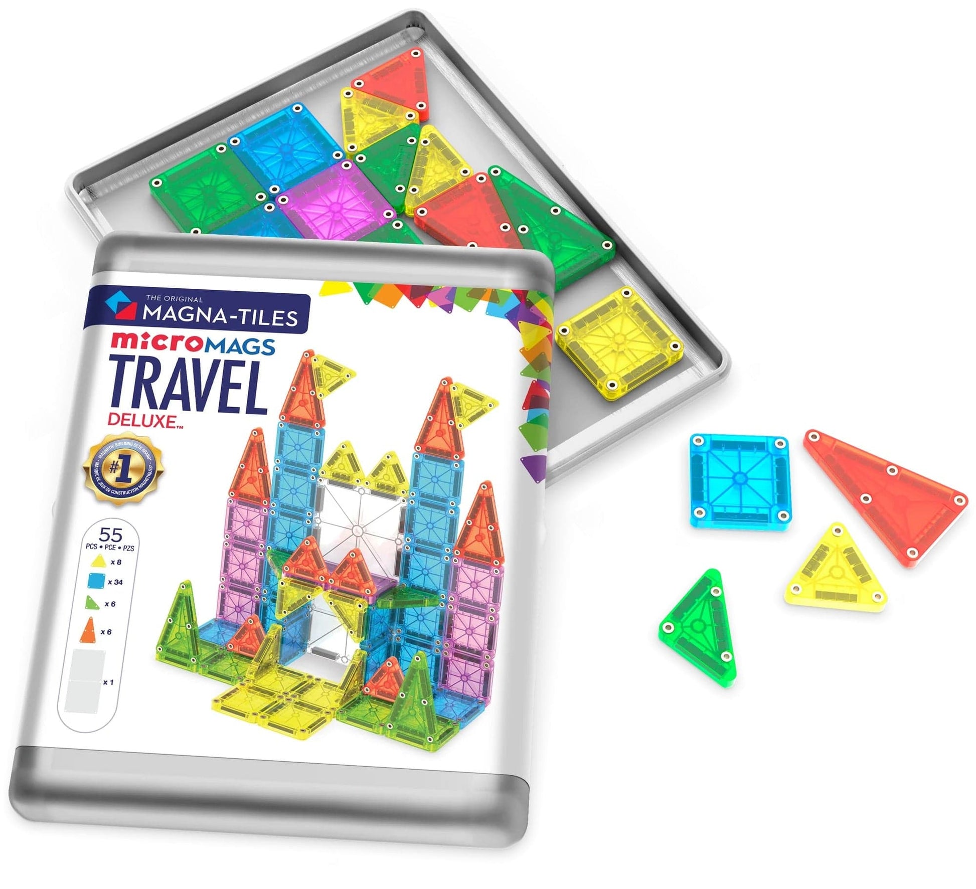 Magna-Tiles microMAGS Travel Deluxe, 55 Piece Set - 254055TS