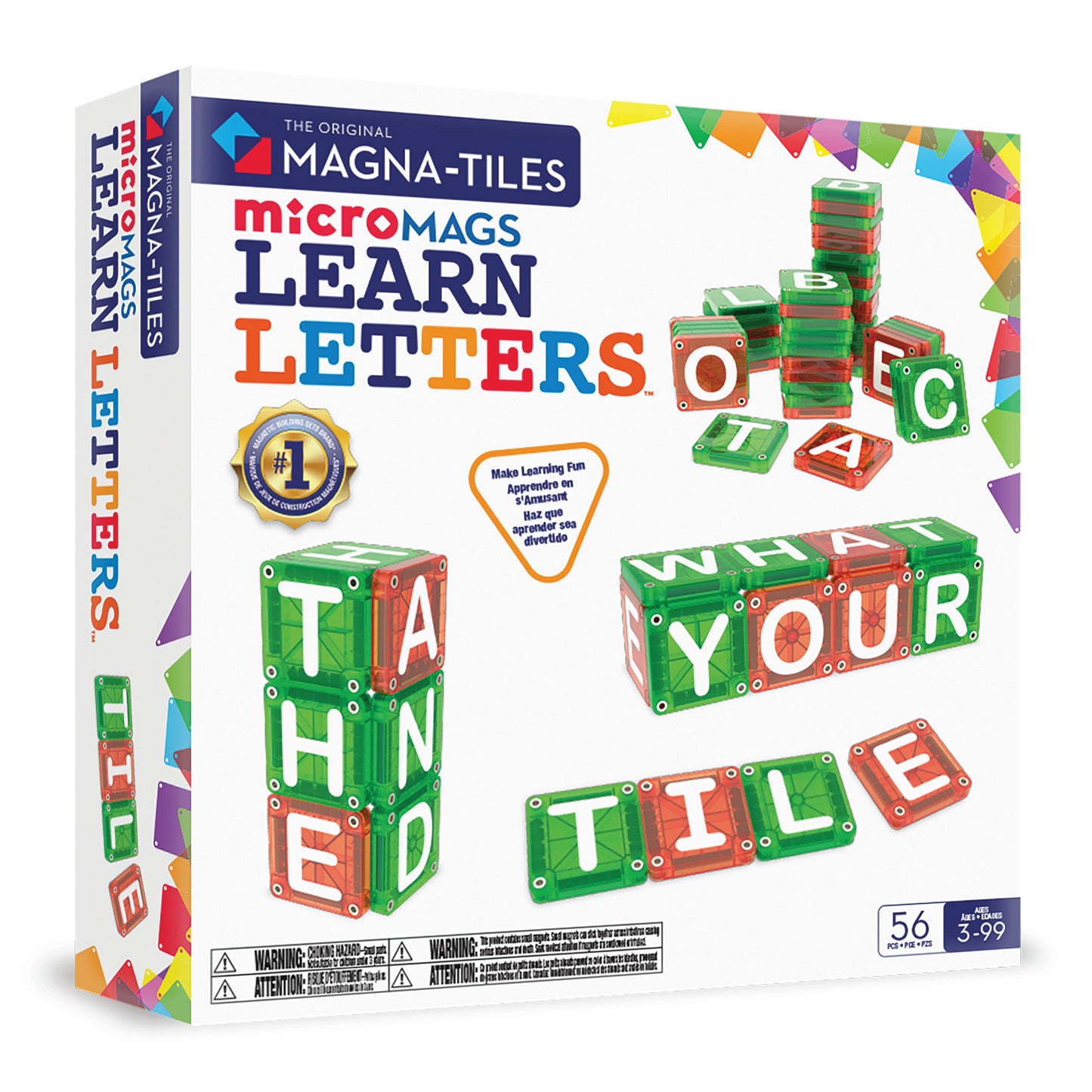 MAGNA-TILES microMAGS LEARN Letters 56-Piece Set