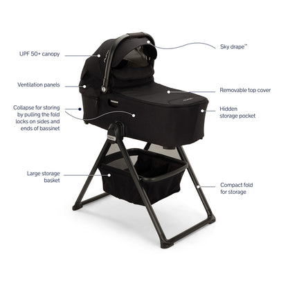Nuna DEMI Next Bassinet + Stand - Caviar / Chocolate