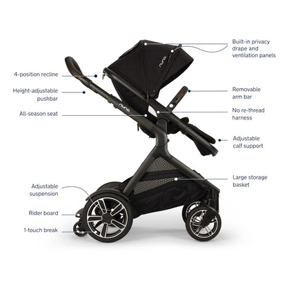 Nuna DEMI Next Stroller with Rider Board - Caviar / Chocolate