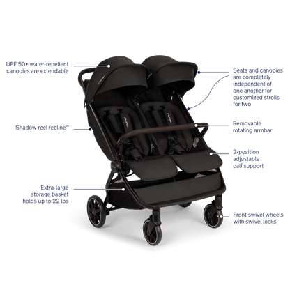 Nuna TRVL dubl Lightweight Side by Side Double Stroller - Caviar - ST19800CCR
