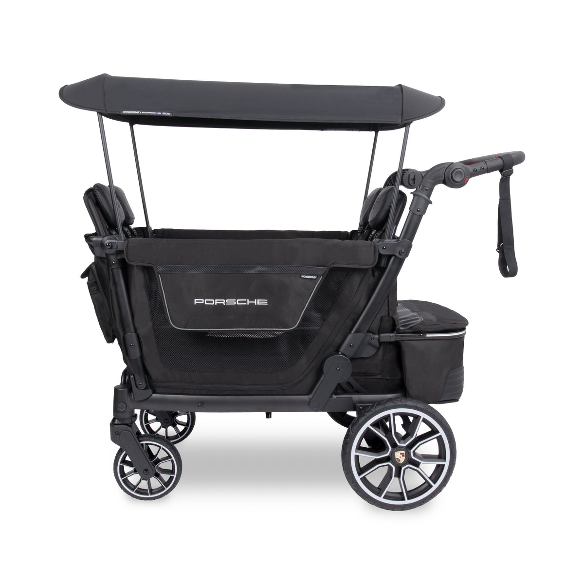 WonderFold L4 Quad (4 Seater) Stroller Wagon with Non-Electric Wheels - Porsche