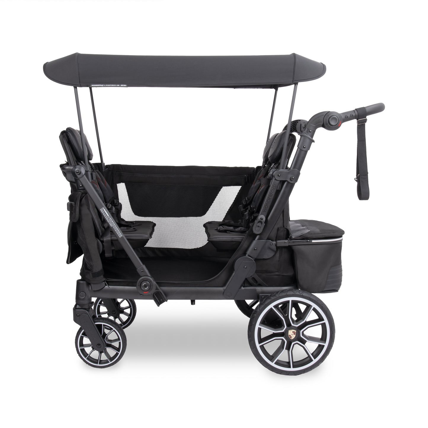 WonderFold L4 Quad (4 Seater) Stroller Wagon with Non-Electric Wheels - Porsche