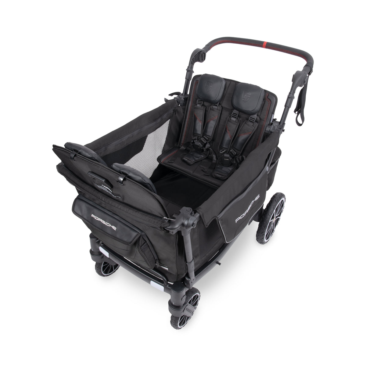 WonderFold L4 Quad (4 Seater) Stroller Wagon with Non-Electric Wheels - Porsche