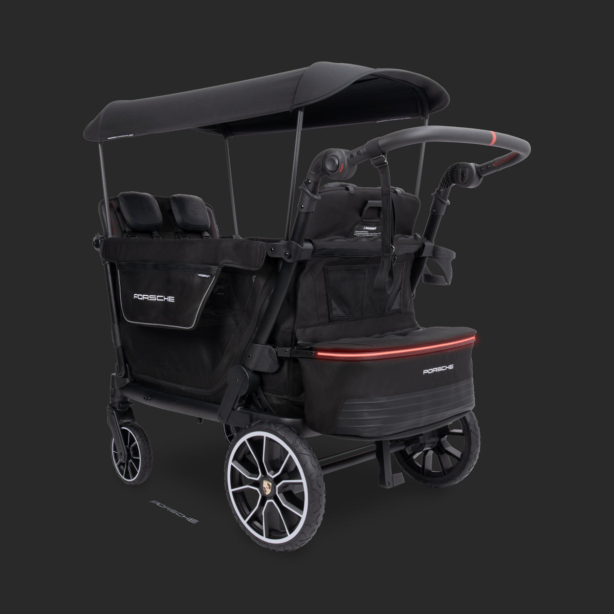 WonderFold L4 Quad (4 Seater) Stroller Wagon with Non-Electric Wheels - Porsche