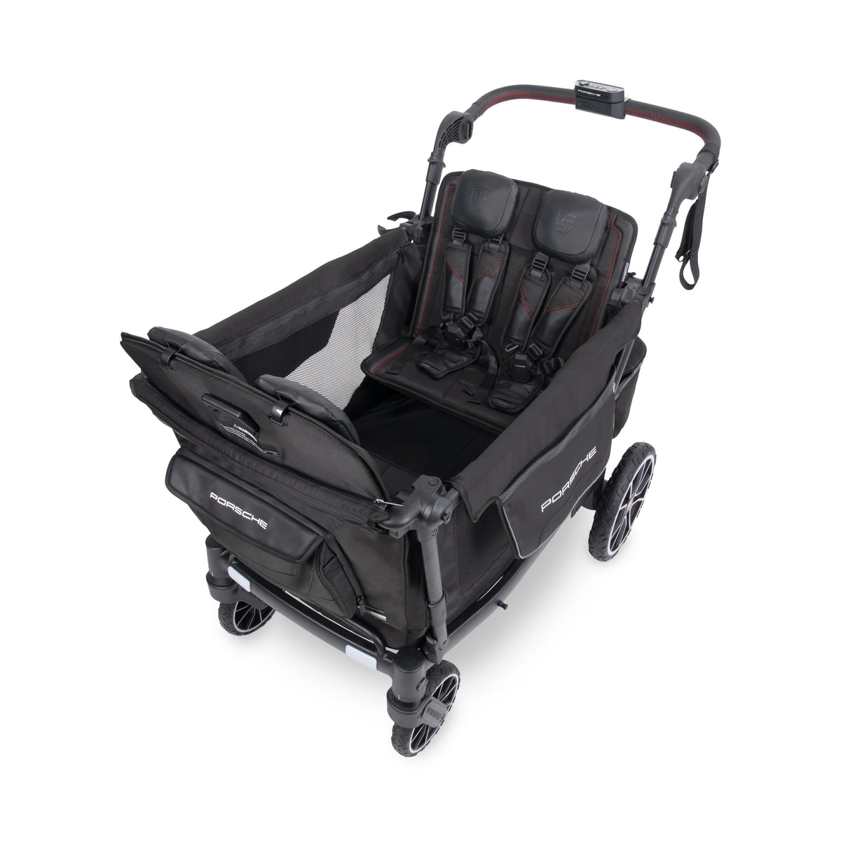 WonderFold L4 Quad (4 Seater) Stroller Wagon with Electric Wheels - Porsche