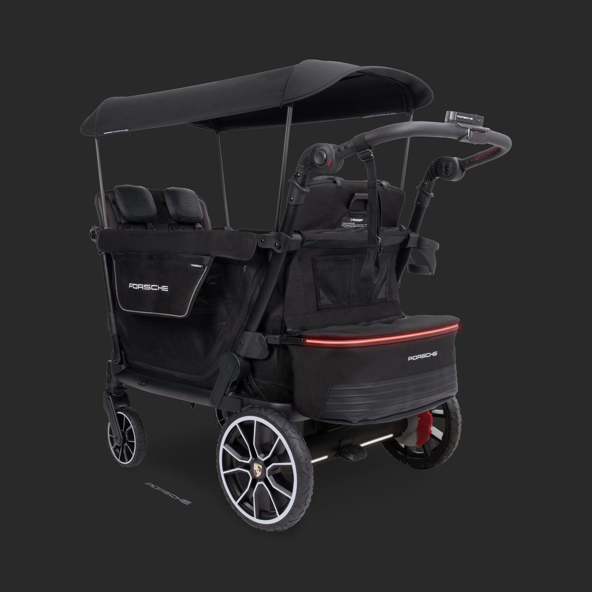 WonderFold L4 Quad (4 Seater) Stroller Wagon with Electric Wheels - Porsche